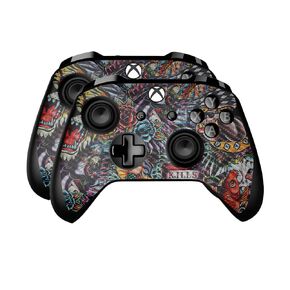 Carbon Fiber Skin Compatible with Microsoft Xbox One Controller (2 Pack) - Old School Tattoo - Premium 3M Vinyl Protective Wrap Decal Cover - Easy to Apply | Crafted in The USA by MightySkins