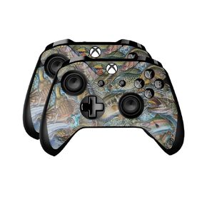 Glossy Glitter Skin Compatible with Microsoft Xbox One Controller (2 Pack) - Action Fish Puzzle - Premium 3M Vinyl Protective Wrap Decal Cover - Easy to Apply | Crafted in The USA by MightySkins