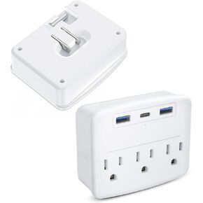 Foldable Cruise Power Strip with 3 Outlets 3 USB Ports, 2 Packs Multi Plug Outlet Expander with USB C, No Surge Protector Cruise Essentials for Cruise Ship, Home, Office, Travel