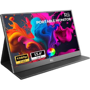 Rii Portable Monitor, 15.6" 1080P FHD USB-C HDMI Computer Monitor, Ultra-Slim IPS HDR Eyes Care Display with Cover, Second External Monitor for Laptop/PC/Phone/Mac/Xbox/Switch/PS4/PS5