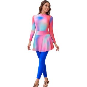 FYMNSI Women Modest Burkini Swimsuits Muslim Swimwear Full Body Islamic Swim Tops Pants Hijab 4 Piece Rash Guard S-XL