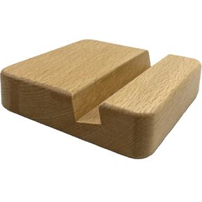 Beech Wood Phone Stand, Single Slot, 2 x 8 x 8 inches