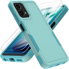Compatible with Moto G 5G 2024/Moto G 2024 Case with HD Screen Protector Heavy Duty Rugged Full-Body Shockproof Protection (Mint Green)
