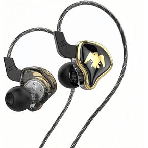 QKZ AK6 ARES HiFi Wired Earbuds with Microphone，IEMs for Gaming Earphones with MIC, in Ear Monitor Headphones,for Singers Musicians (Black)