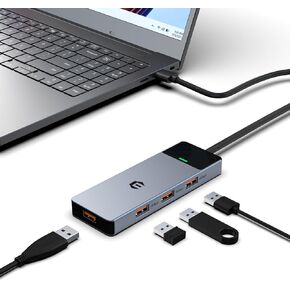 4-Port USB Hub, USB 3.2 Hub, USB Splitter, 10Gbps Data Hub, Multiport Adapter with Long Cable 1.6ft/50cm for Xbox, Notebook, PC, Tesla Model 3,Mobile HDD