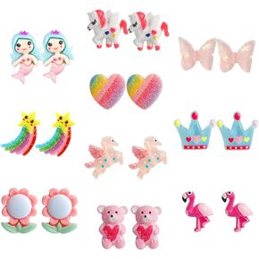 25 Pairs Kids Clip On Earrings for Girls Ages 4-12 Hypoallergenic, DEVIENG Little Girl Cute Small Clip-On Earrings Jewelry Gifts Set