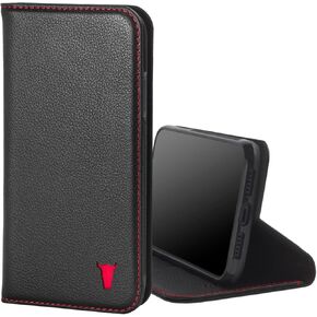 TORRO Leather Case Compatible with iPhone XR – Genuine Leather Wallet Case/Cover with Card Holder and Stand Function (Black)