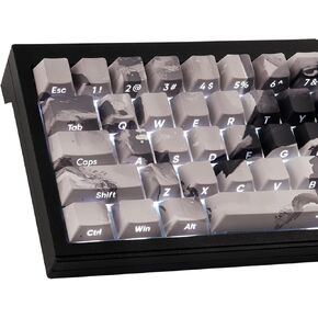 Tsungup PBT Side Printed Keycaps,135 Keys Dye Sub Shine Through Keycap Set,Gray White Inked Bird Custom Keycaps Cherry Profile Keycaps for Cherry MX Switches Mechanical Keyboards