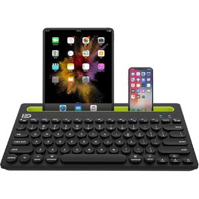 Cute Computer Keyboard Wireless Bluetooth with Phone Holder,Kawaii Mini Typewriter Keyboard,Portable Keyboard with Round Keycap for iPads Mac PC Computer Laptop Tablet Desktop Phone-Black…
