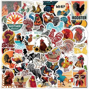 50PCS Funny Chicken Stickers,Cool Rooster Stickers Pack for Adults Teens Kids,Waterproof Vinyl Rooster Decals for Water Bottles Bicycle Laptop Luggage