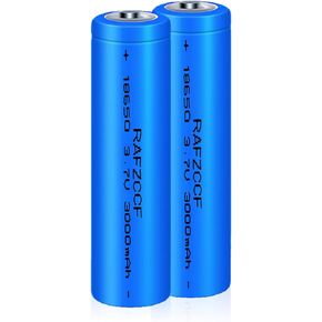 3.7 Volt 18650 Rechargeable Battery 2Pack, 3000mAh Battery Button Top Lithium Battery for Flashlight, Remote Controls, Doorbells