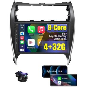 4+32G 8 Core Android Car Radio Stereo for Toyota Camry 2012 2013 2014 with Wireless CarPlay/Android Auto, 10.1'' HD Touchscreen Car Radio with AM/FM/RDS Backup Camera WiFi