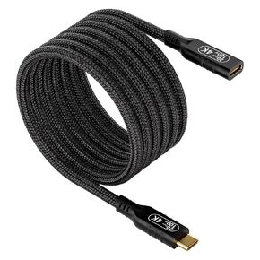 USB c Extension Cable 16.5ft/5M, USB c Long Charging 100w PD Fast Charging Cable,USB c Video Extension 4k Monitor Cable,USB c Male to USB c Female Cable,20gbps USB c 3.2 Extension Cable.