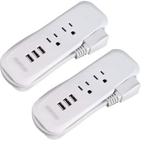Travel Power Strip 2 Pack - NTONPOWER Power Strip with 2 Outlets and 3 USB, Portable Desktop Charging Station, 15 inches Short Extension Cord, Compact for Cruise Ship, Nightstand, Office, Home, Hotel