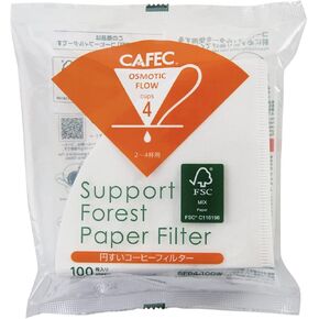 CAFEC SFP (Support Forest Paper) Filter Paper | Made in Japan | Cone-shaped V60 02 Style Universal 1 to 4 Cup | 100 sheets (CUP 4) SFP4-100W