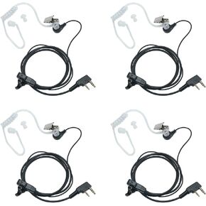 Acoustic Tube Earpiece Headset with PTT Mic Compatible with Baofeng BF-F8HP BF-888S UV-5R 5R Kenwood TK-208 TK-360G TK3230 TK-3160 Puxing Quansheng Wouxun Two Way Radio 4Pack