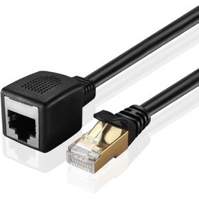 TNP Ethernet Cable Extension Extender (20 IN) - Cat7 Cat6 Cat5e Cat5 LAN RJ45 Female to Male Network Wiring Connector Plug Patch Wire - Ethernet Cord Extender for Router Modem Smart TV Computer Laptop