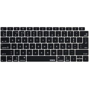 XSKN Portuguese Language Silicone Keyboard Cover Skin for Apple 2018 Released MacBook Air 13" 13.3-inch with Touch ID A1932 US&EU Version (Black)
