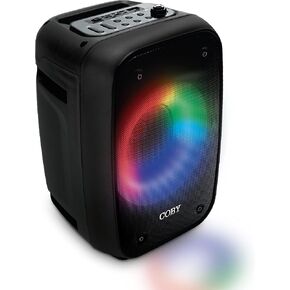 Coby Blaze Light-Up Bluetooth Speaker | True Wireless Portable Speaker with 3 Light Modes | Music & Call Controls | Rechargeable Boombox Karaoke Music Player with Handle | USB, FM, TF Card, Mic Input