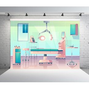 BELECO 7x5ft Fabric Cartoon Hospital غرفة العمليات الخلفية لجراحة الطبيب التخدير المعدات الطبية المعدات الطبية