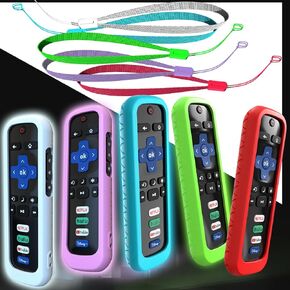 5Pack Cover for Roku Stick Remote, Case Compatible with Hisense TV Controller, Silicone Sleeve for TCL Smart TV Control Holder Glow in The Dark Purple Blue White Green Red