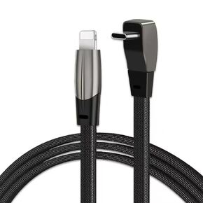 USB-C and Lightning Cable for Tesla Model Y/3，90° Right-Angle Flat Braided PD QC3.0 Charging Cable Fits All USB-C Adapters and Vehicles Dock for iPhone and Samsung (USB-C to Lightning)