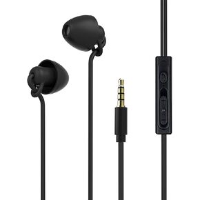 Sleep Earbuds in-Ear Headphones Wired,Soft Silicon Earplugs Noise Cancelling 3.5mm Sleeping Earphones Tangle Free with Mic for Side Sleeper,Insomnia,Air Travel, Relaxation,ASMR (Black 1)