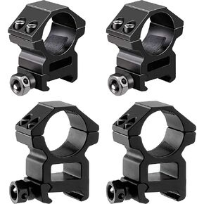 Gotical Rifle Scope Rings - Picatinny Scope Mount Rings for 30mm Picatinny/Weaver Rail - 2 Pcs Medium Profile Scope Rings + 2 Pcs Low Profile Scope Rings - Pack of 4, 2 Pairs