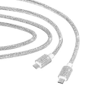USB C to USB C Cable for iPhone 16 Charger Cord, 3.3 ft Sparkly Diamond Rhinestone Cord, 66W Fast Charging Type C Charger for iPhone 15/15 Pro/16 Plus/16 Pro Max, MacBook Pro, iPad Pro, Galaxy S24