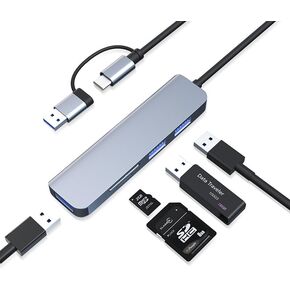 USB Hub 5 Ports, Multiple USB Hub 3.0 & TF/SD Card Reader, USB Splitter 5 in 1 USB Extender Compatible with MacBook/Pad Pro/Dell/HP Laptop/Phones…