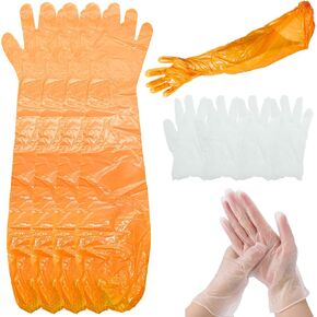 30 Pairs Field Dressing Gloves Hunting Deer Cleaning Gloves with Disposable Pvc Long and Short Gutting Hunting Field Dressing Butchering Kit for Gutting Field Dressing Kit Accessories (Orange)