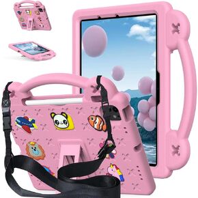 for iPad Air 11 inch Case Kids (M2)/for iPad Pro 11 Inch Case (M4) 2024, EVA Shockproof Cover with Strap, for Air 6th Gen Case 2024, Pink