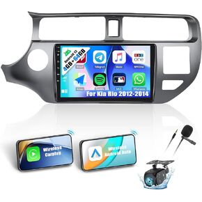 4+64G Android 13 Car Stereo for Kia Rio 2012-2014 with Wireless Carplay, 9'' Touchscreen Car Radio with WiFi Mirror Link GPS Bluetooth FM RDS Radio DSP EQ SWC+AHD Backup Camera