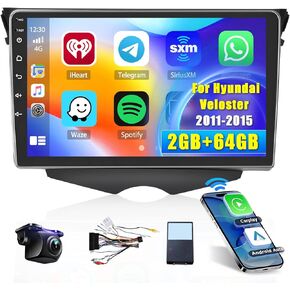 Hikity Android Car Stereo for Hyundai Veloster 2011-2015 Radio 2+64G 9 Inch Touchscreen Radio Carplay Android Auto Support WiFi Bluetooth FM EQ Backup Camera