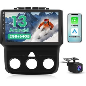 Android 13 Car Radio Stereo for Dodge RAM 1500 2500 3500 2013 2014 2015 2016 2017 2018 with Carplay Android Auto Bluetooth 2GB RAM 64GB ROM(Only fit Manual AC)