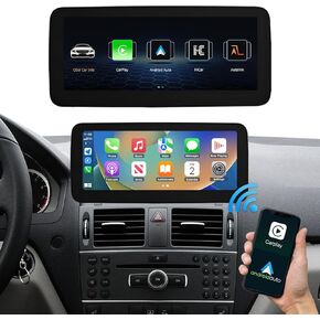Road Top 12.3 Inch Car Touchscreen Wireless CarPlay Android Auto for Mecedes Benz C Class W204 2008-2010 Year with NTG4.0 System, Support Navigation, Mirrorlink