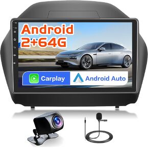 [2+64GB] Inefala for Hyundai Tucson IX35 2010-2015 Android Car Radio Stereo with Wireless CarPlay Android Auto, 10.1 Inch HD Touchscreen with GPS WiFi BT FM/RDS SWC Backup Camera MIC