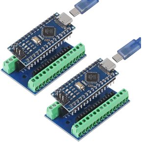 2Sets Pre-soldered Nano V3.0 Board with Nano Terminal Adapter Shield Expansion Board CH340G Chip 5V 16M, Microcontroller Compatible with Arduino Nano