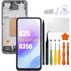 Replacement for Samsung Galaxy A35 LCD Screen with Frame INCELL for Samsung A356 SM-A356E A356B A356U A356U1 Touch Screen Digitizer Assembly LCD Display with Repair kit(No Figerprint Function)
