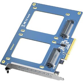 H!Fiber U.2 to PCIe X4 Adapter, SFF-8639 to PCIe Adapter Card for 2.5" U.2 NVMe SSD and 2.5" SATA SSD, PCIe3.0 X4 Full Speed, Full Profile Bracket