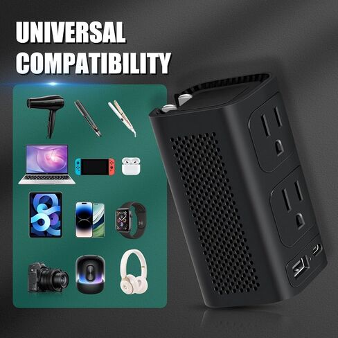 محول 220 فولت إلى 110 فولت للسفر الأوروبي ، 220 إلى 110 محول الجهد إلى أوروبا مع 1 USB C و 1 USB A ، محول محول محول سفر عالمي مع النوع A C G I ... in Kuwait