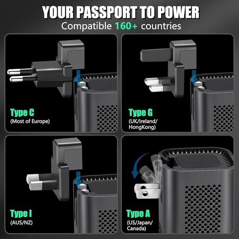 محول 220 فولت إلى 110 فولت للسفر الأوروبي ، 220 إلى 110 محول الجهد إلى أوروبا مع 1 USB C و 1 USB A ، محول محول محول سفر عالمي مع النوع A C G I ... in Kuwait