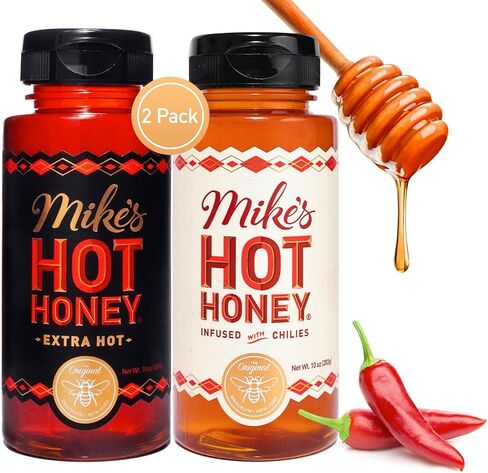 عسل Mike الساخن ، الأصلي والمزيد من العلامة التجارية لأمريكا العسل الساخن ، العسل الحار المملوء بالفلفل الحار ، خالي من الغلوتين ، وفيروس باليو ، حلو ، مثالي لمحبي الصلصة الساخنة (زجاجة 10 أوقية ، 2 عبوة) in Kuwait