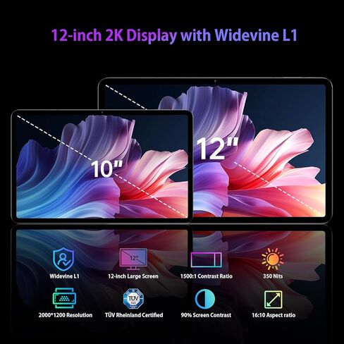 Headwolf Android 14 Tablet 12 Inch ، HPAD6 HELIO G99 OCTA CORED Android Tablet ، 20 جيجابايت ذاكرة الوصول العشوائي in Kuwait