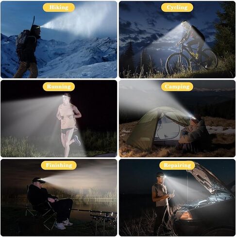 Moko قابلة لإعادة الشحن مصابيح الأمامية 2pcs - مصباح رأس حزمة عريض 300 درجة ، 750 لومين 14 مصابيح رأس ، 84H طاقة الاحتياطية - التخييم معدات التخييم ، مصباح مستشعر للماء لتشغيل التخييم صيد الأسماك in Kuwait