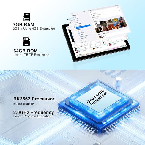 Doogee U9 Android 14 Tablet 10 بوصة أقراص ، 1 تيرابايت توسيع/64 جيجا بايت قرص Android مع معالج رباعي النواة ، 2.4 جم/5 جرام واي فاي ، 5060 مللي أمبير في الساعة اللوحي Android ، الكاميرا المزدوجة ، BT5.0/GPS in Kuwait