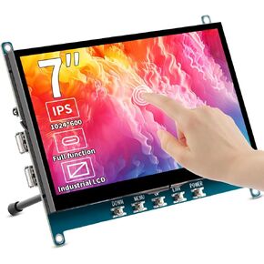 7 Inch Touch Screen Display for Raspberry PI 5 | 1024×600 | IPS |Sunlight Readable IHDMI/USBC Dp Alt Mode Support| OTG|Low Power Consumption| Driver-Free Mini Size Monitor