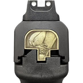Milspin Slide Back Plate Compatible with Smith and Wesson M&P M2.0 Full Size and Compact and M&P Standard Full Size and Compact | Deep Engraved | Veteran Made in USA (Brass Knockers Left Facing)