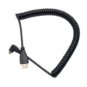 Seadream 4k Coiled Micro HDMI Cable;Left Angled Coiled Spring Micro HDMI to Full HDMI Male to Male Cable - Stretched Length 50cm to 240cm - Supports Ethernet, 3D 4K 1080P(Left Angled)