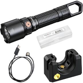 Fenix WF25RM 3000 Lumen Police Duty Flashlight with UV Black Light, Charging Cradle, USB-C Rechargeable Battery and Lumentac Organizer